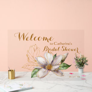 Panneau En Acrylique Aquarelle Magnolia Fête des mariées florale violet