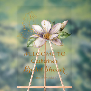 Panneau En Acrylique Aquarelle Magnolia Fête des mariées florale violet