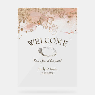 Panneau En Acrylique Aquarelle moderne Pearl Beach Mariage Bienvenue