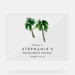 Panneau En Acrylique Aquarelle Palmiers tropicaux Bachelorette