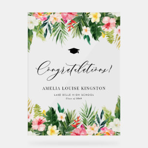 Panneau En Acrylique Aquarelle Tropical Graduation Félicitations