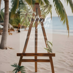 Panneau En Acrylique Aquarelle tropicale Palm Trees Baby shower Bienven