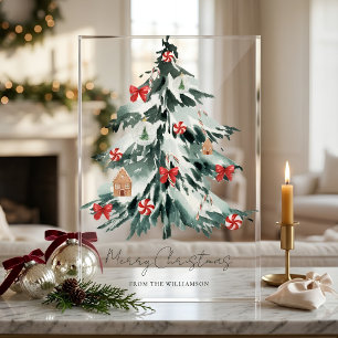 Panneau En Acrylique Arbre de Noël aquarelle personnalisé