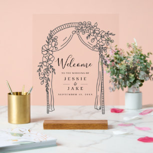 Panneau En Acrylique Arc mariage. Mariage de bord transparent