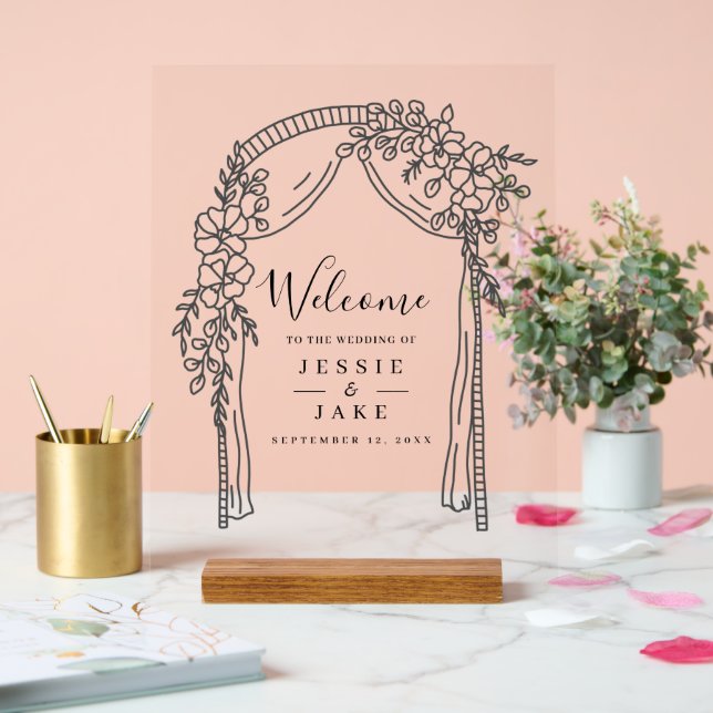 Panneau En Acrylique Arc mariage. Mariage de bord transparent (Mariage)