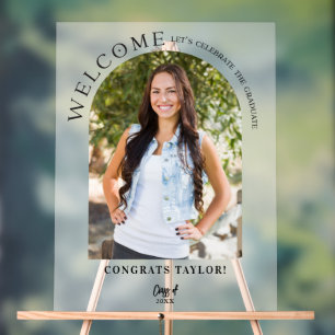 Panneau En Acrylique Arc moderne Photo Graduation Party Welcome Frosted