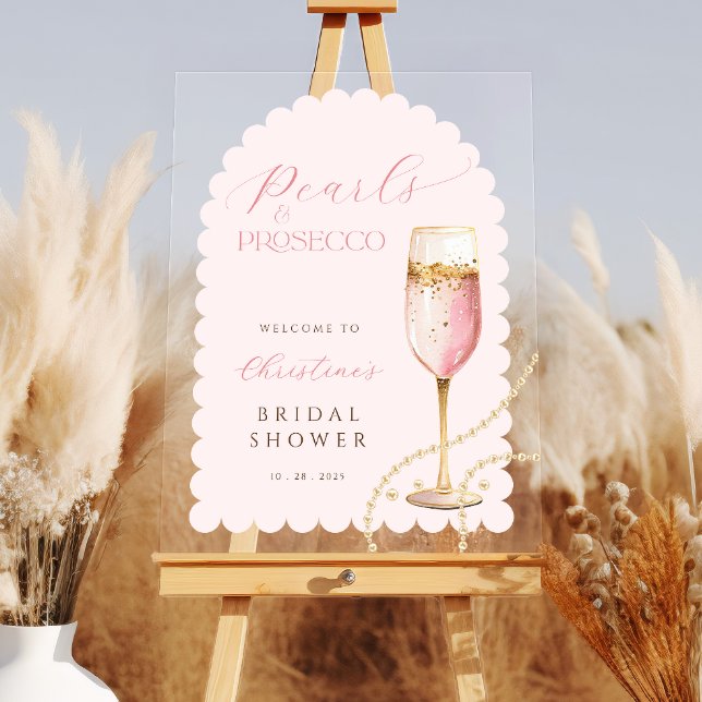 Panneau En Acrylique Arch Perles et Prosecco Rose Fête de Mariage  (Créateur téléchargé)