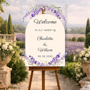 Panneau En Acrylique Arche de mariage à l'aquarelle lavande crème de bi