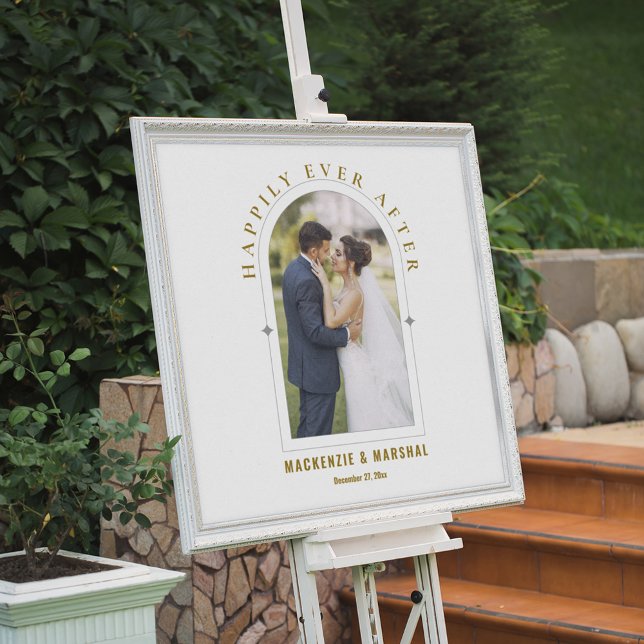 Panneau En Acrylique Arche élégante Gold Frosted Mariage photo Bienvenu (Créateur téléchargé)