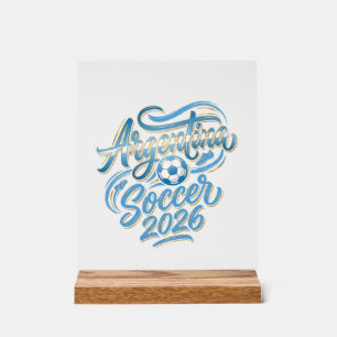 Panneau En Acrylique Argentine Football 2026 Football Gras Pays Typogra
