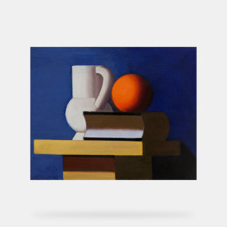 Panneau En Acrylique Arrangement avec pichet blanc, orange, Peinture