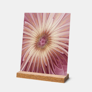 Panneau En Acrylique Art Abstrait Fractal Fleur & Tons de Bourgogne