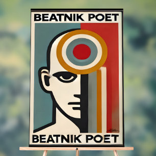 Panneau En Acrylique Art Beatnik Poète Moderne du Milieu du Siècle
