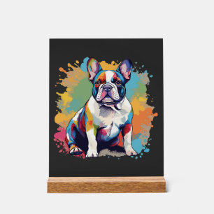 Panneau En Acrylique Art coloré de Bouledogue français pour les amoureu