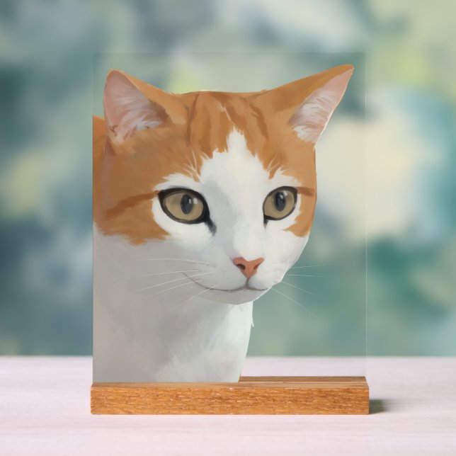 Panneau En Acrylique Art de chat roux adorable (Neutre)