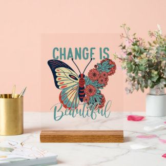 Panneau En Acrylique Art du mot papillon auto-inspiré