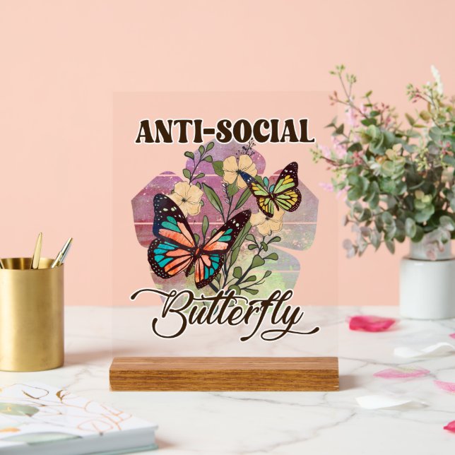 Panneau En Acrylique Art du mot papillon auto-inspiré (Mariage)