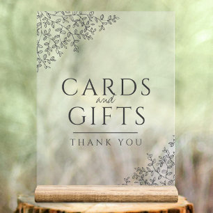 Panneau En Acrylique Art feuille mariage gris foncé cartes et cadeaux b