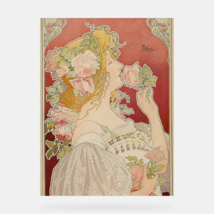 Panneau En Acrylique Art Nouveau Belle Époque Dame Roses Livemont