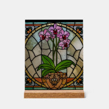 Art Nouveau Floral en Acrylique Art Verre Vitrail