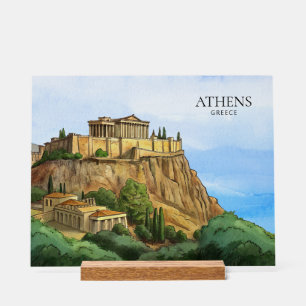 Panneau En Acrylique Athènes Grèce Aquarelle Vues historiques