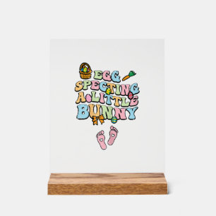 Panneau En Acrylique Attendant un petit lapin de Pâques Grossesse Annon