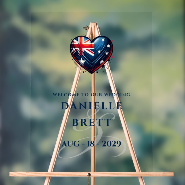 Panneau En Acrylique Australie Couple Heart Mariage Bienvenue (Neutre)
