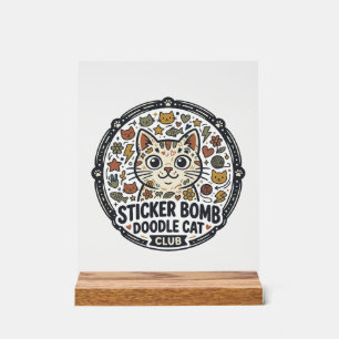 Panneau En Acrylique Autocollant Bombe Dessin Animé Chat POD Vector Art