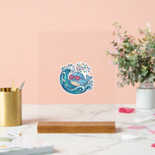 Panneau En Acrylique Autocollant lunettes de soleil en forme de cœur de