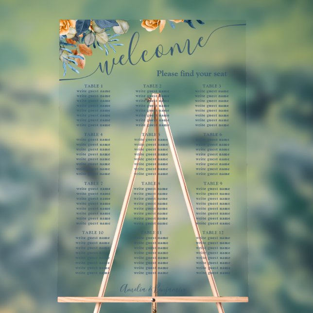 Panneau En Acrylique Automne Terracotta Marine Blue Rust Eucalyptus Mar (Neutre)