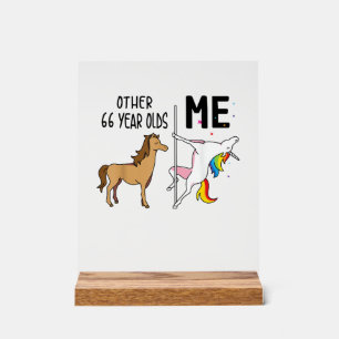 Panneau En Acrylique Autres cadeaux de licorne 66 ans d'anniversaire et