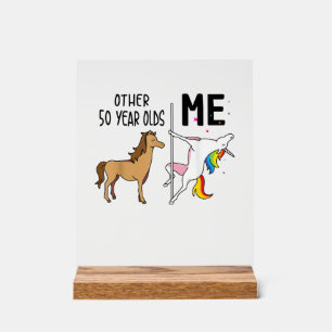Panneau En Acrylique Autres Cadeaux Licorne 50 Ans Anniversaire Et Moi