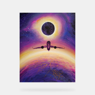 Panneau En Acrylique Avion en ville de vol et éclipse