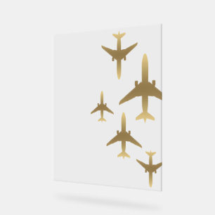 Panneau En Acrylique Avions Gold de l'agent de voyage