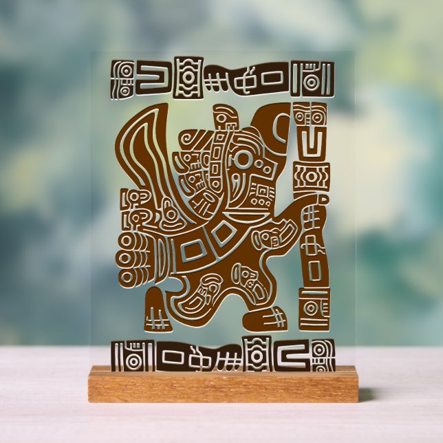 Panneau En Acrylique Aztec Eagle Guerrier Tribal Art antique (Neutre)
