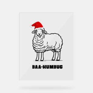Panneau En Acrylique Baa-Humbug Noël-Mouton Funny Mignon Fermier Anima