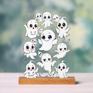 Panneau En Acrylique Baby Ghosts Éffrayant mignon Halloween humeur
