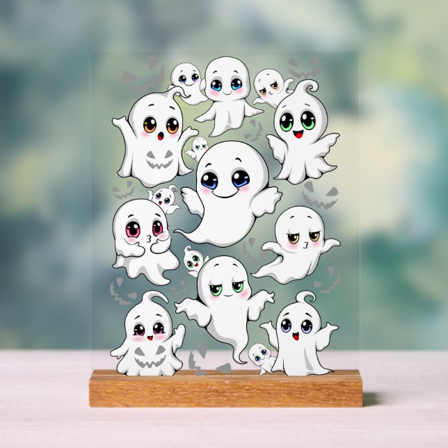 Panneau En Acrylique Baby Ghosts Éffrayant mignon Halloween humeur (Neutre)