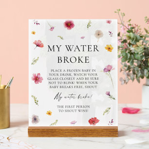 Panneau En Acrylique Baby in Bloom Baby shower My Water Broke Jeu