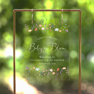 Panneau En Acrylique Baby in Bloom Fleur sauvage Baby shower Bienvenue