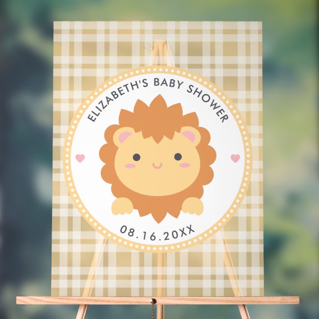 Panneau En Acrylique Baby Lion Cub Baby shower neutre genre Bienvenue (Neutre)
