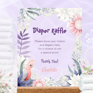 Panneau En Acrylique Baby shower avec thème oiseau floral lavande - Tir