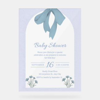 Panneau En Acrylique Baby shower Baby Blue Bow
