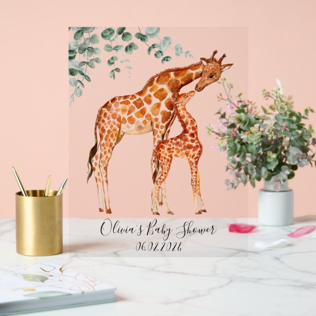 Panneau En Acrylique Baby shower bébé girafe (Mariage)