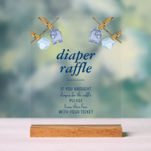 Panneau En Acrylique Baby shower Blue Jean   Tablette de carafe de couc