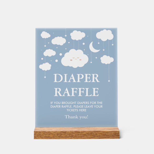 Panneau En Acrylique Baby shower Cloud Bleu Déchets Raffle (Créateur téléchargé)