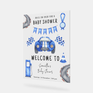 Panneau En Acrylique Baby shower d'accueil de voiture de course
