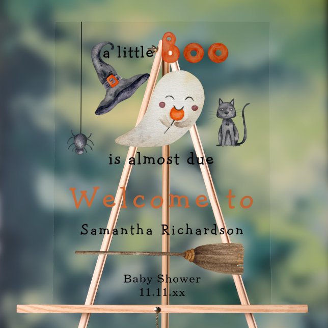 Panneau En Acrylique Baby shower d'accueil du fantôme d'Halloween (Neutre)