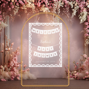 Panneau En Acrylique Baby shower d'accueil Papel Picado