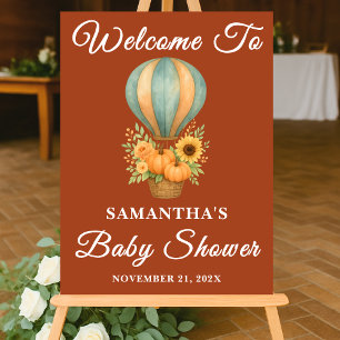 Panneau En Acrylique Baby shower d'automne Boho Hot Air Balloon Welcome